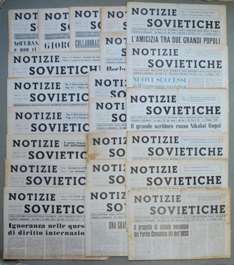 Periodico comunista. &quot;NOTIZIE SOVIETICHE. Bollettino.&quot;. Anni 1949 - 1952