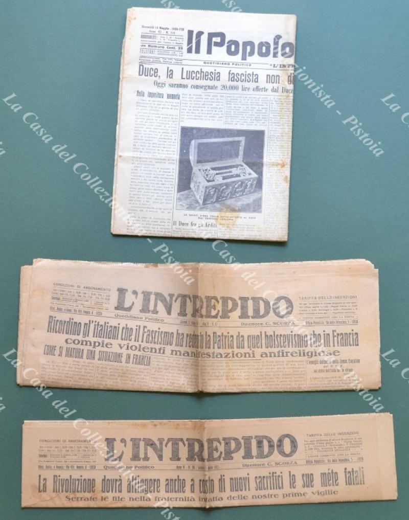 PERIODICO FASCISTA, Lucca. 2 numeri del 1925 de L&#39;INTREPIDO diretto …