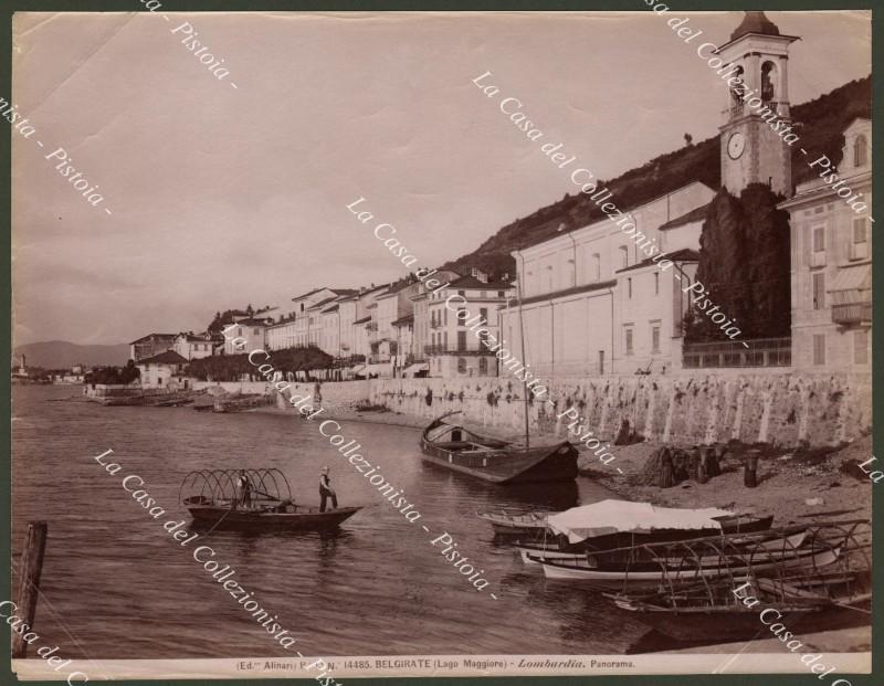 Piemonte. Lago Maggiore. BELGIRATE. Panorama. Fotografia originale, fine 1800.