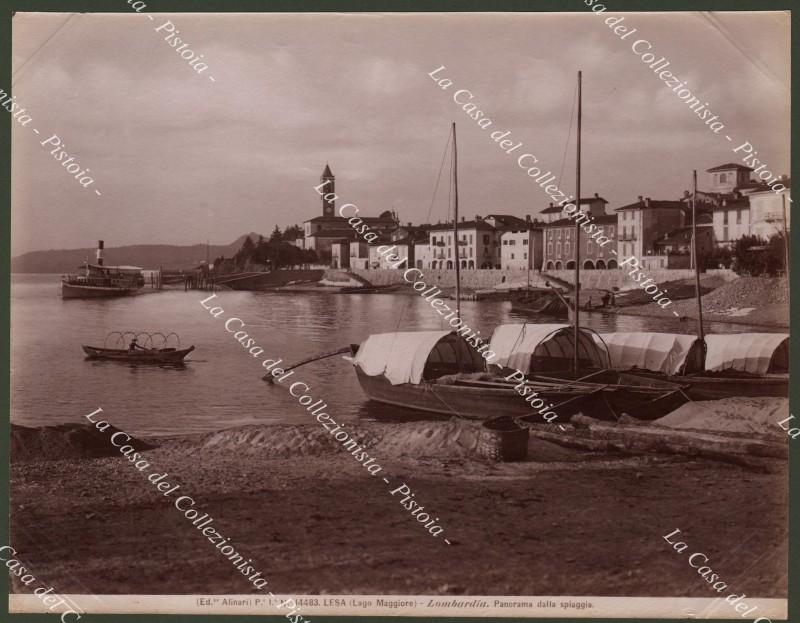 Piemonte, Lago Maggiore. LESA. Panorama dalla Spiaggia. Grande fotografia originale …