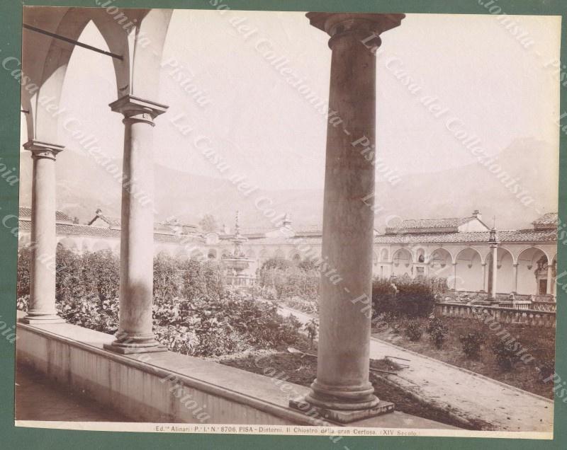 PISA dintorni. Chiostro della Certosa. Foto originale Alinari, circa 1890