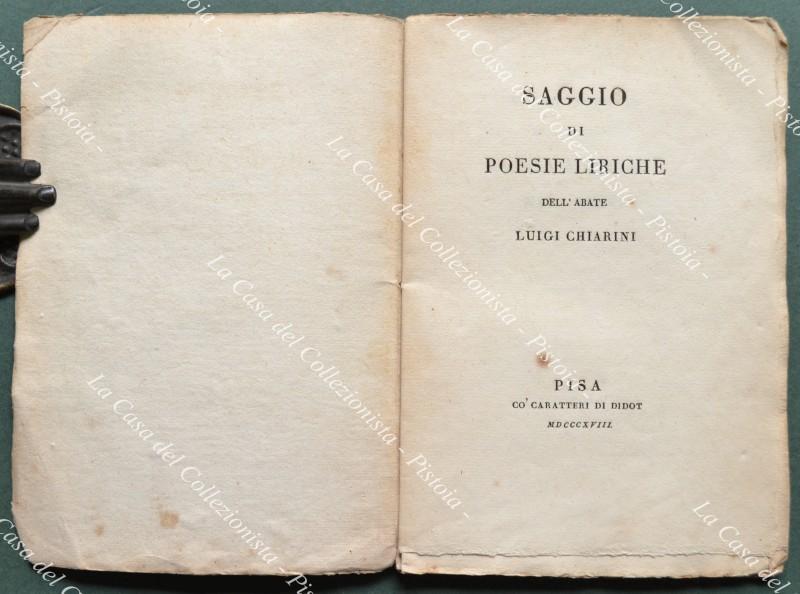 (Poesia ‚Äì Pisa) CHIRINI LUIGI. SAGGIO DI POESIE LIRICHE.