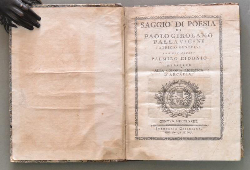 Poesia, Genova. PAOLO GIROLAMO PALLAVICINI. &quot;SAGGIO DI POESIA.&quot;, 1773