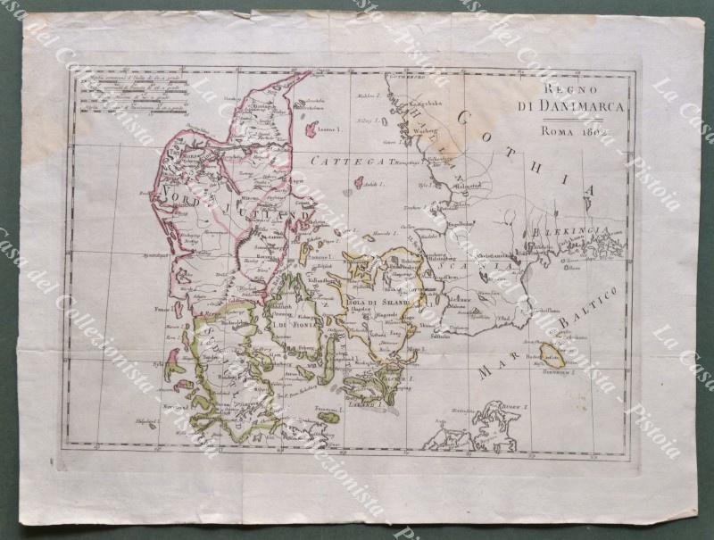 REGNO DI DANIMARCA. Carta geografica edita a Roma nel 1802