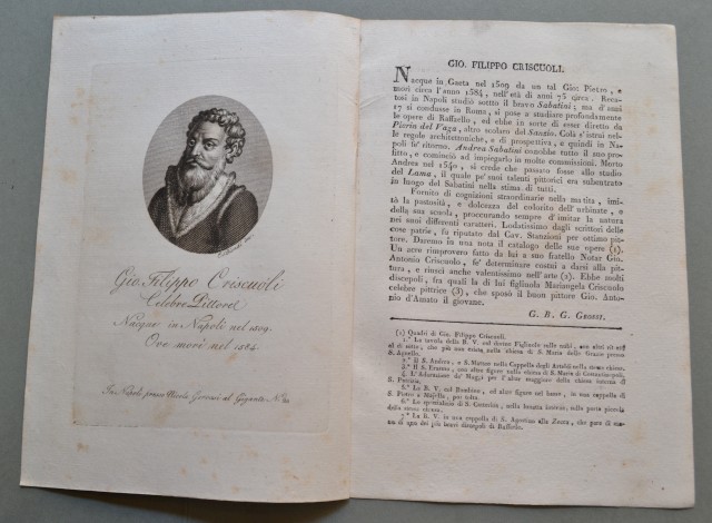 REGNO DI NAPOLI. Campania. GIO. FILIPPO CRISCUOLI, nato a Napoli …