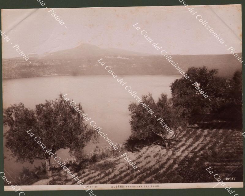 Roma, ALBANO. Panorama del lago. Fotografia originale, fine 1800.