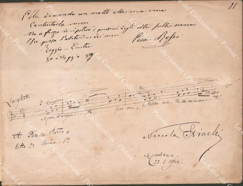 SPINELLI NICCOLA (Torino 1865 ‚Äì Roma 1909). Compositore italiano. Pagina …