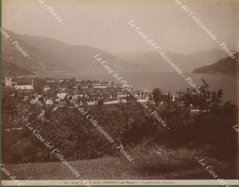 Svizzera, Lago Maggiore. CANOBBIO. Panorama. Fotografia originale, fine 1800