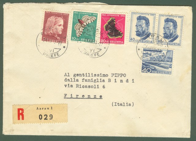 SVIZZERA. Lettera raccomandata del 21.12.1953.