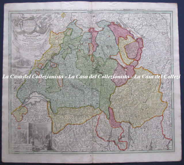 SVIZZERA. Potentissimae Helvetiorum Reipublicae Cantones. Norimberga, Homan, anno 1732