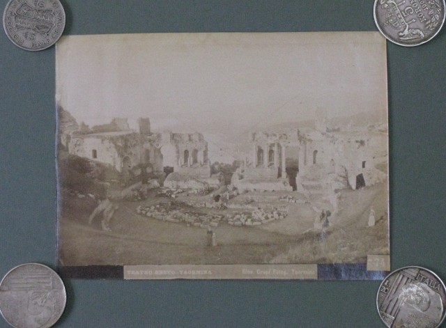 Taormina - foto d&#39;epoca. Teatro Greco, veduta generale. Foto all&#39;albumina …