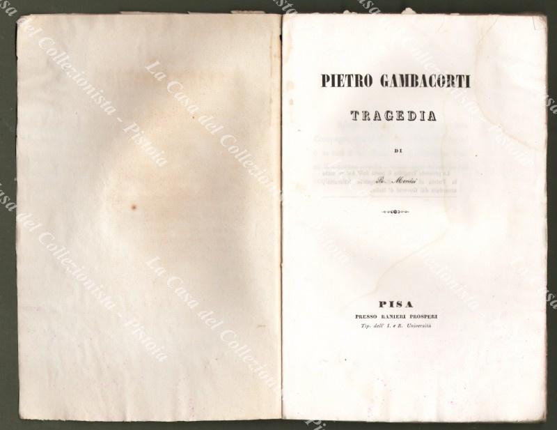 Teatro &#39;800 - Pisa. MENICI R. PIETRO GAMBACORTI. TRAGEDIA. Pisa, …