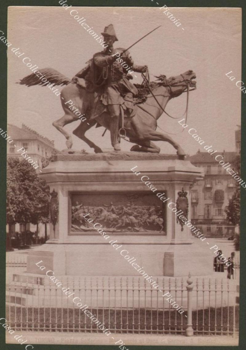 TORINO. Circa 1880. Piazza Solferino. Monumento al Duca di Genova. …