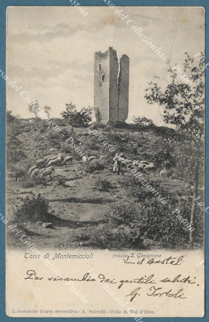 TORRE DI MONTEMICCIOLI, Siena. Cartolina d&#39;epoca viaggiata nel 1904