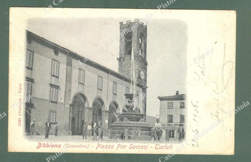 Toscana. BIBBIENA, Arezzo. Piazza Pier Sacconi. Cartolina d&#39;epoca viaggiata
