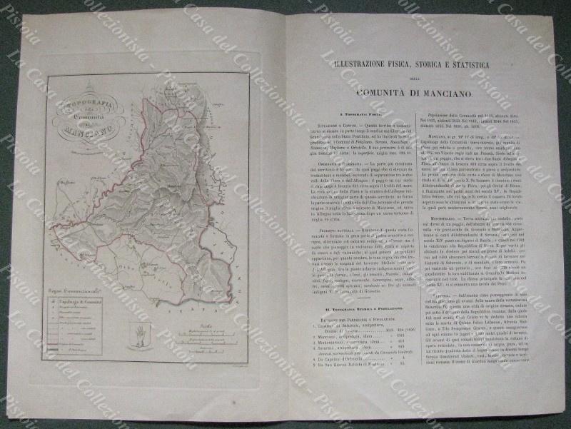 Toscana-Manciano, Grosseto. &quot;TOPOGRAFIA della Comunit√† di Manciano.&quot;. Circa 1835