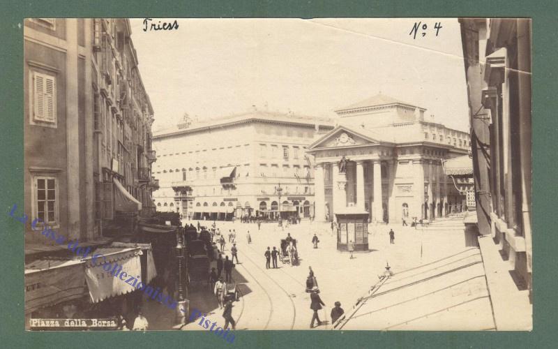 TRIESTE. Piazza della Borsa. Foto d&#39;epoca all&#39;albumina, databile alla fine …