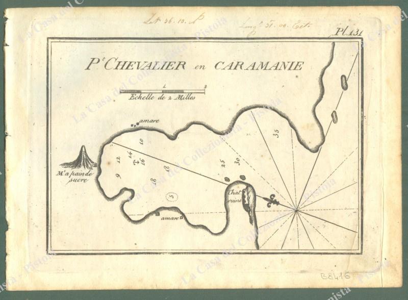 TURCHIA. &quot;P.t Chevalier en Caramanie&quot;. Acquaforte. Portolano Allezard, Livorno 1817