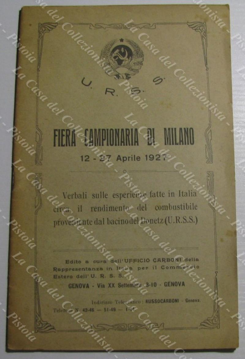 (U.R.S.S.). FIERA CAMPIONARIA MILANO 1927. Opuscolo