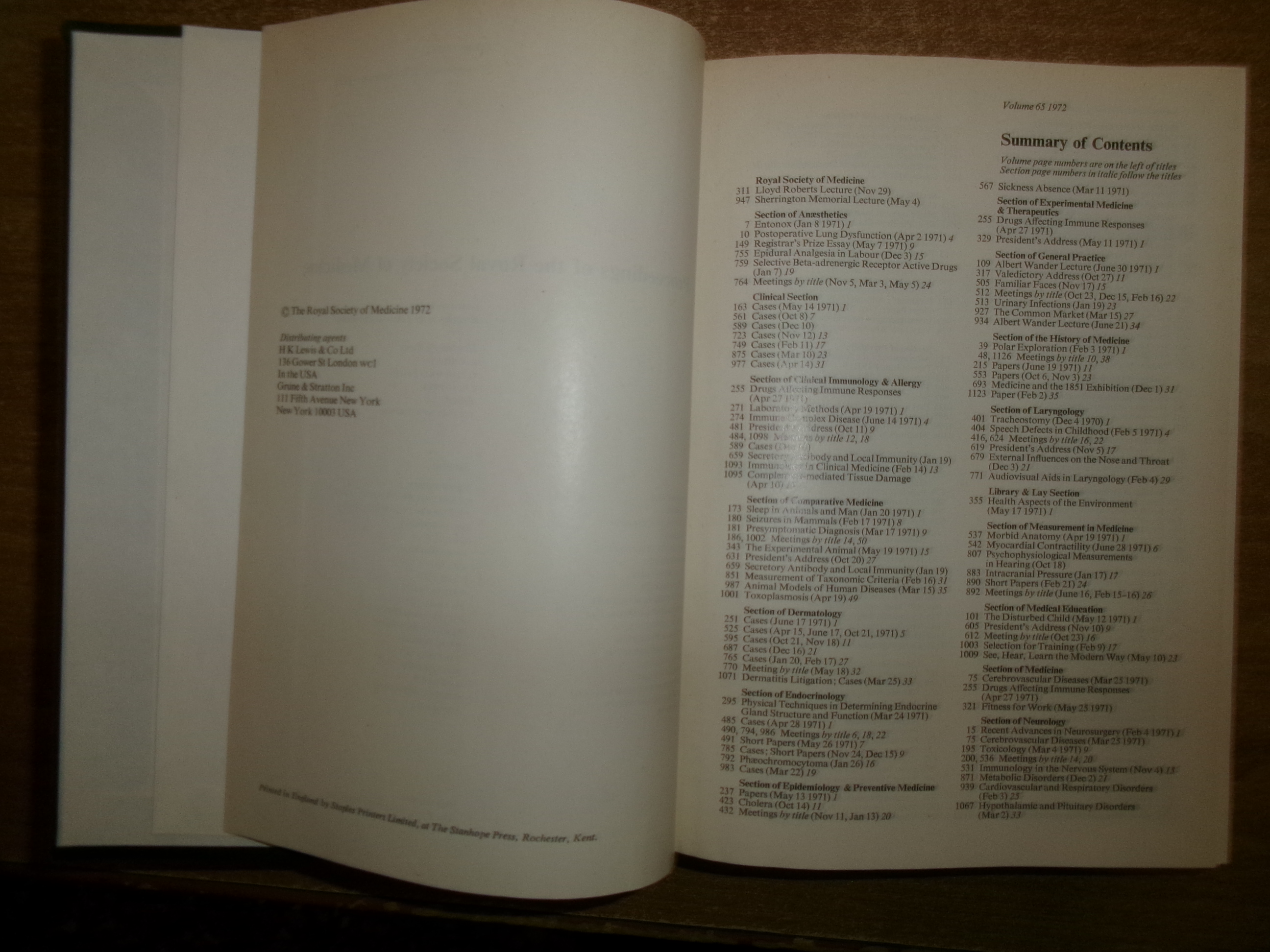 AA. VV. Proceedings of the ROYAL SOCIETY of MEDICINE. Volume …
