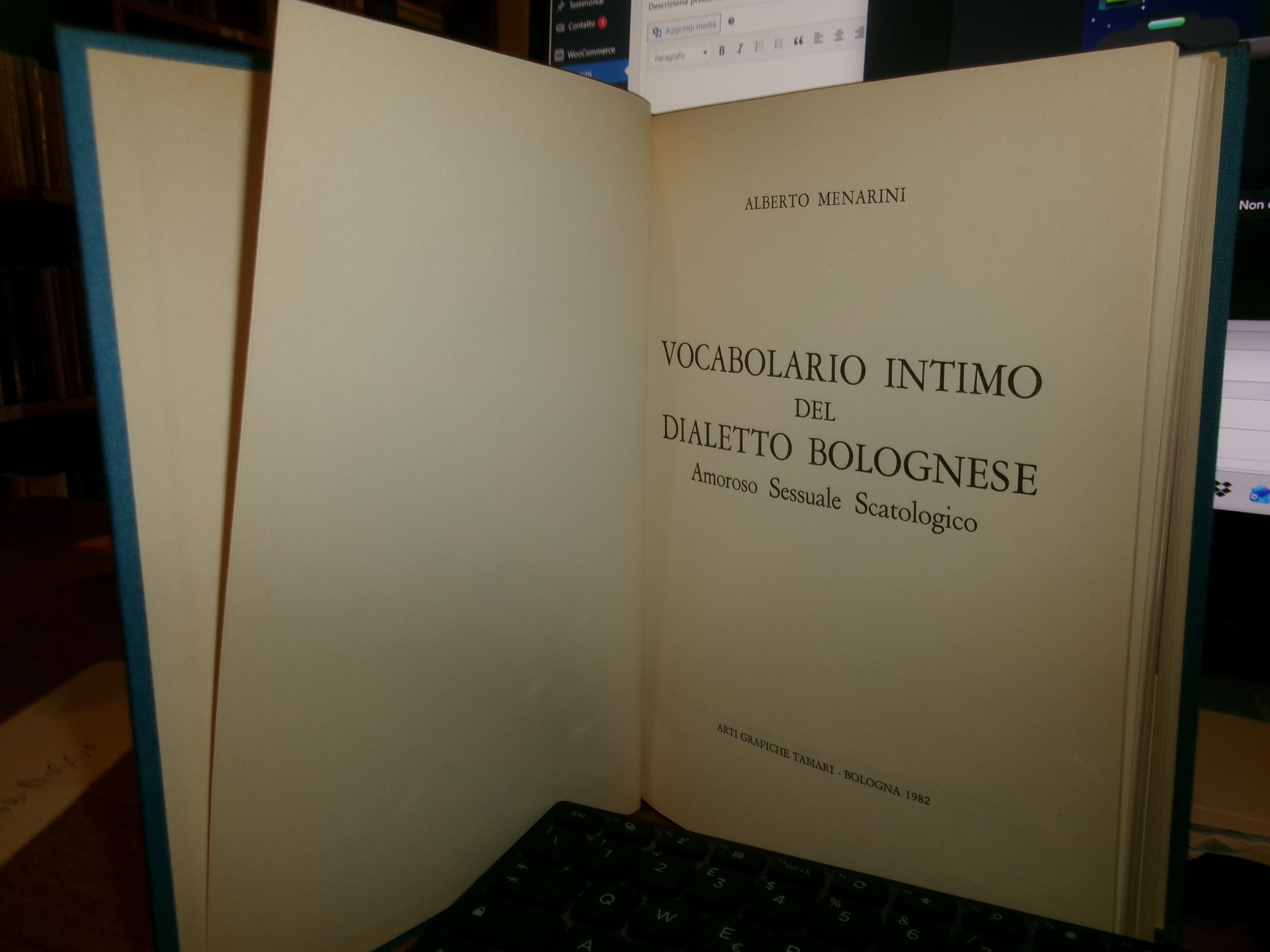 ALBERTO MENARINI. Vocabolario Intimo del Dialetto Bolognese Amoroso Sessuale...