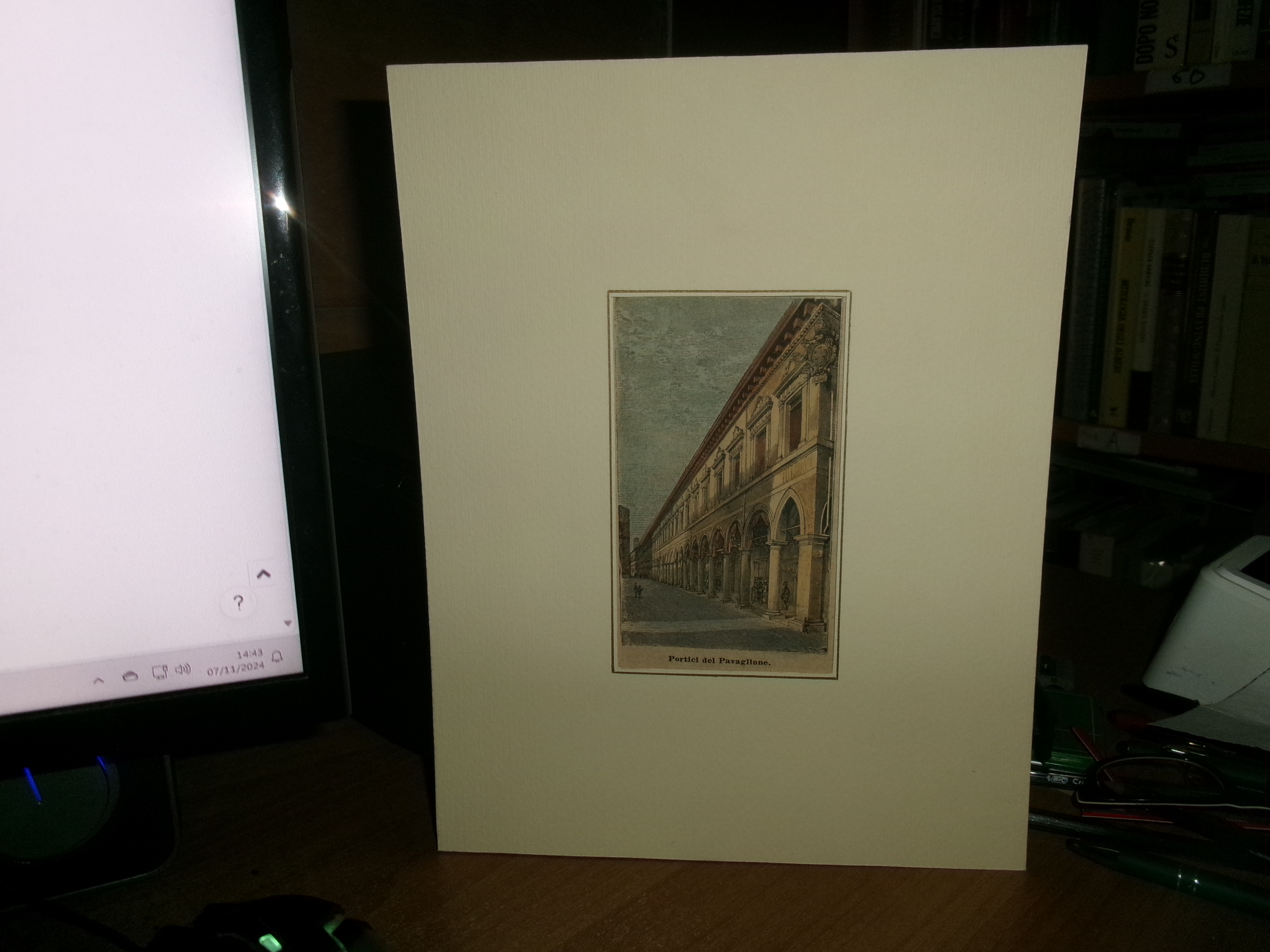 (BOLOGNA) PORTICI del PAVAGLIONE originale d' epoca 1887 colorata a …