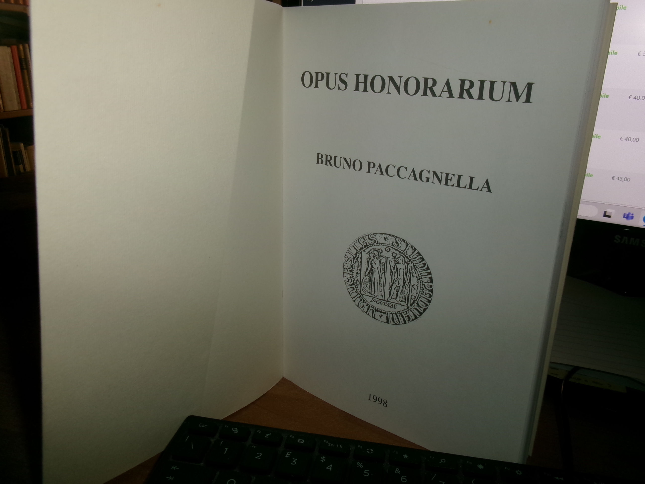 BRUNO PACCAGNELLA. OPUS HONORARIUM 1998