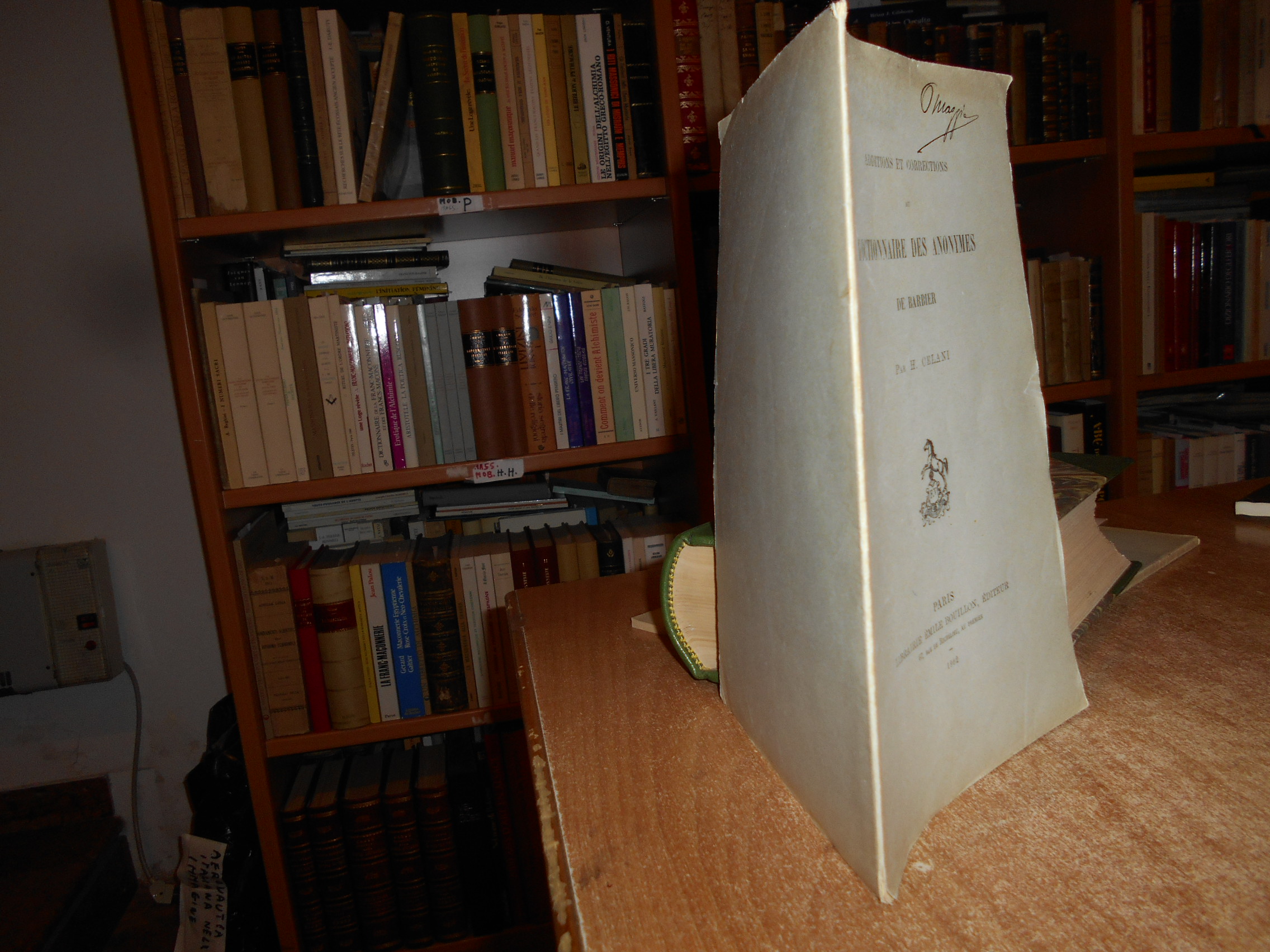 DICTIONNAIRE DES ANONYMES de BARBIER par H. CELANI 1902