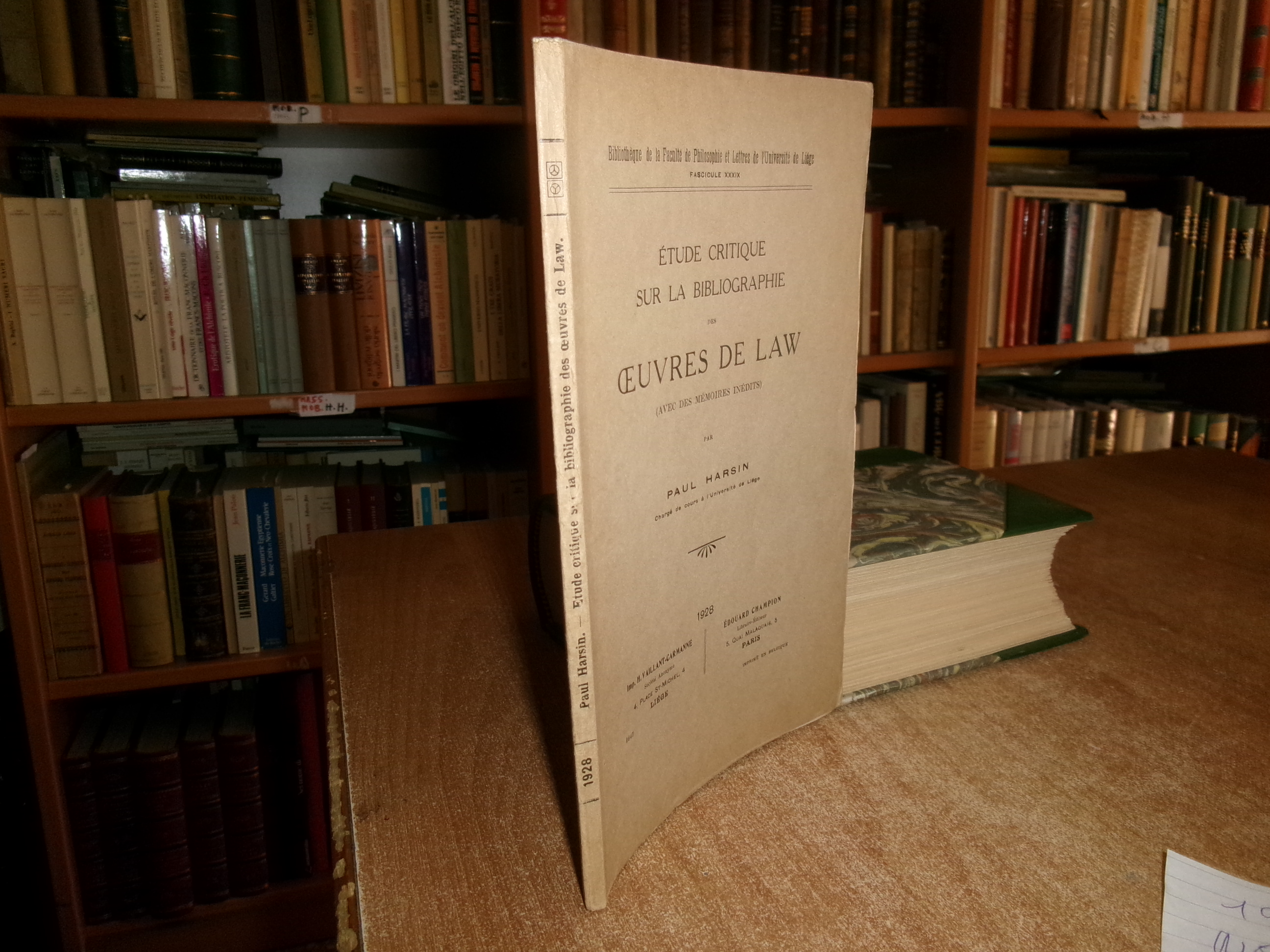 ETUDE Critique sur la Bibliographie des Oeuvres de Law. PAUL …