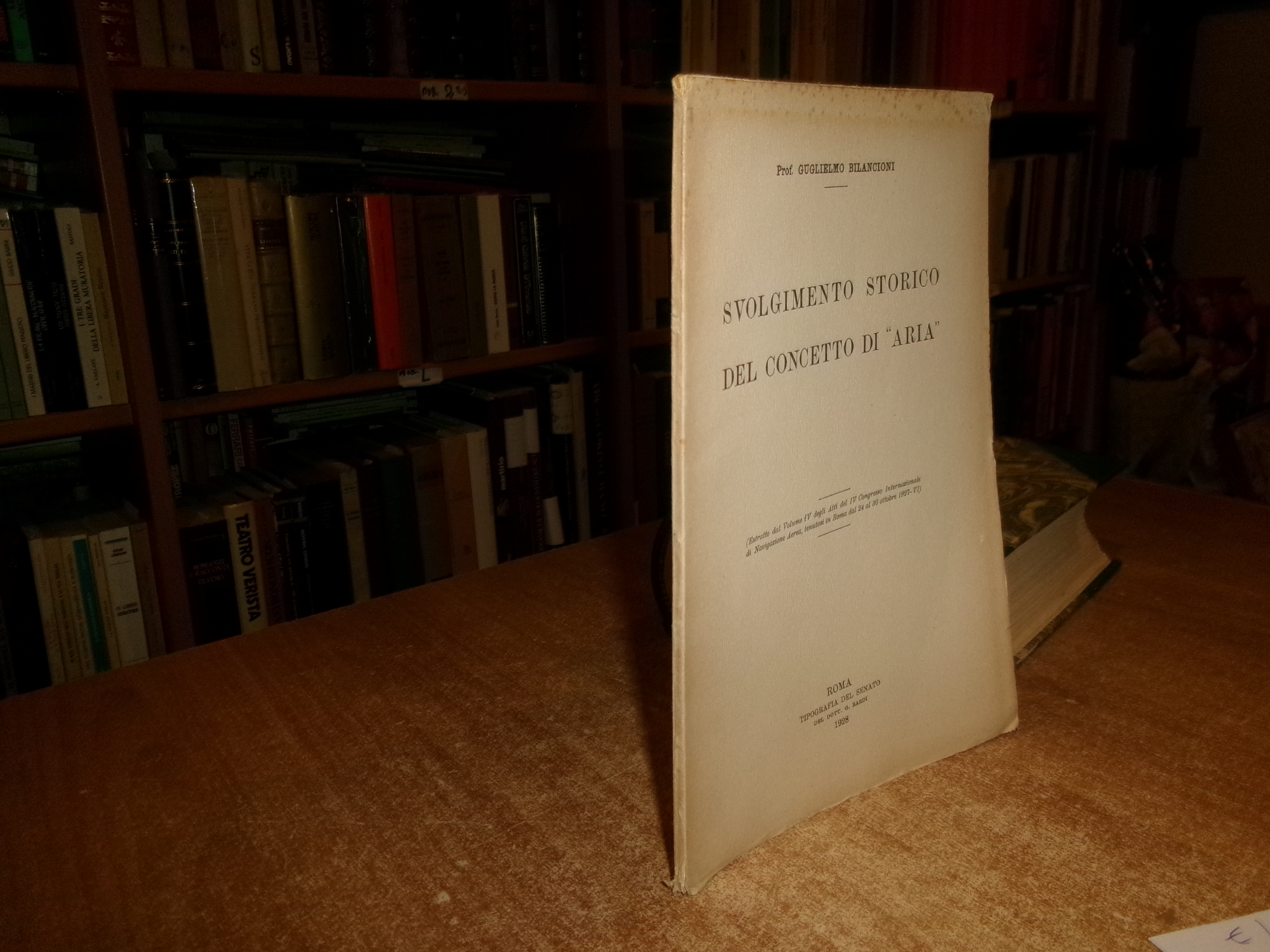GUGLIELMO BILANCIONI. Svolgimento Storico del Concetto di "Aria" 1928