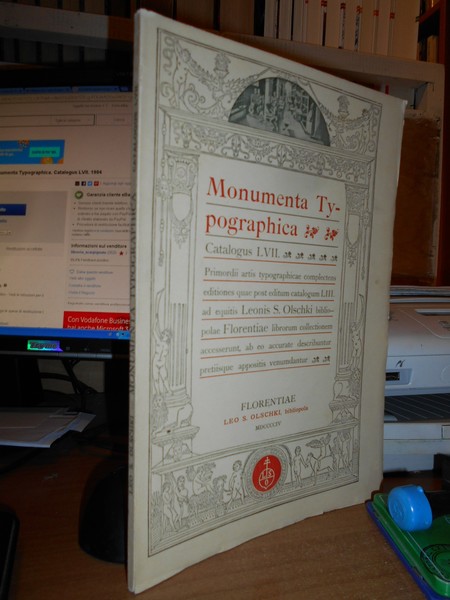 MONUMENTA TYPOGRAPHICA. Catalogus LVII