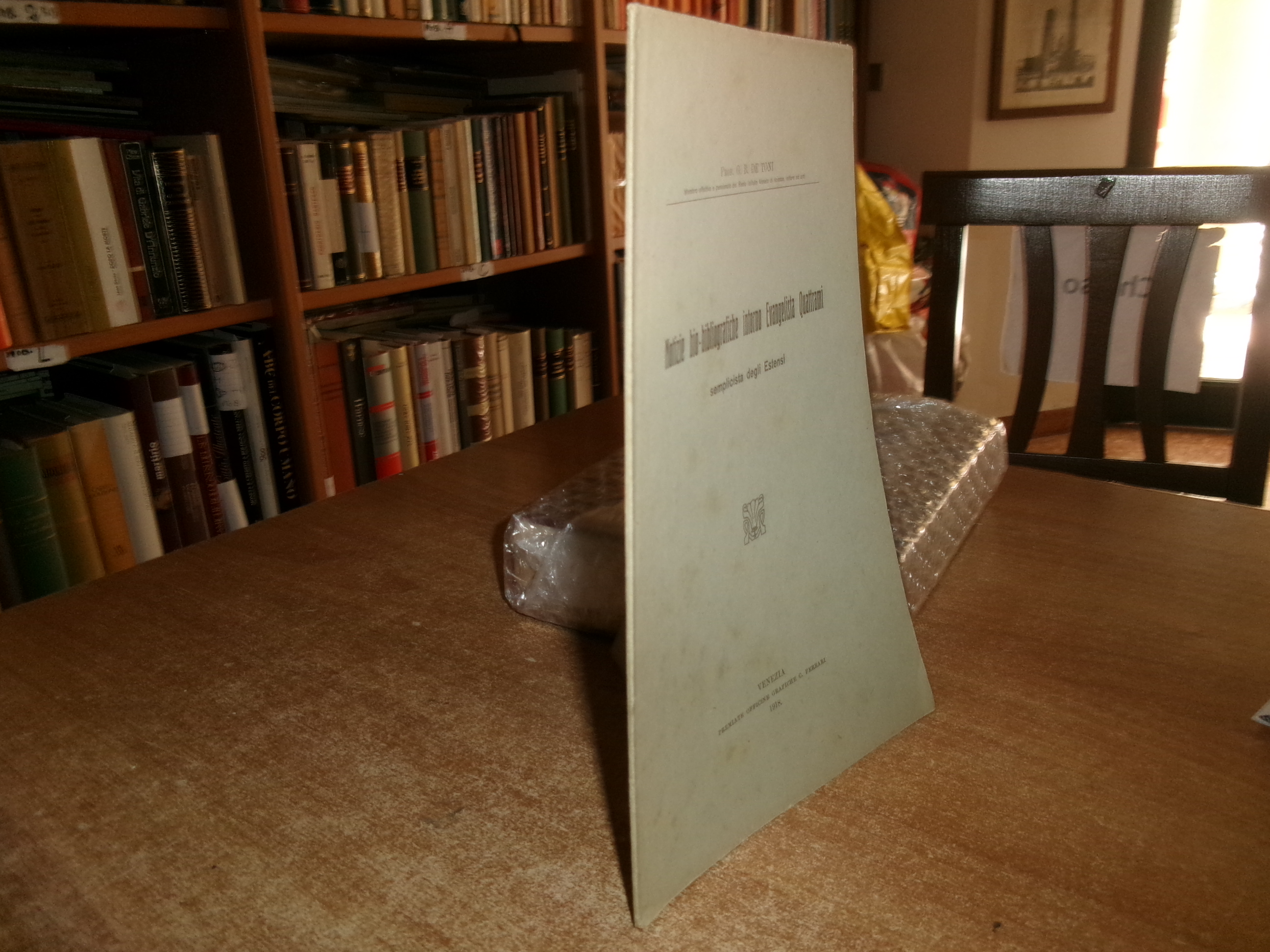 Prof. G.B. DE TONI. Notizie bio-bibliografiche intorno EVANGELISTA QUATTRAMI 1918
