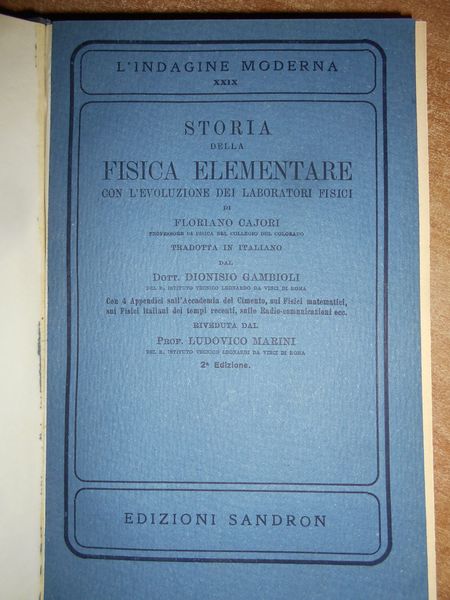 Storia della Fisica Elementare con l' evoluzione dei laboratori fisici