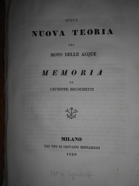 Sulla Nuova Teoria del Moto delle Acque memoria