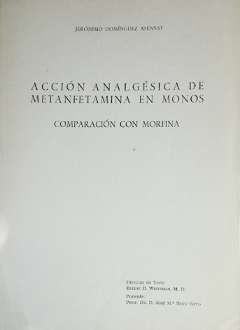 Acción analgésica de metanfetamina en monos. Comparación con morfina.