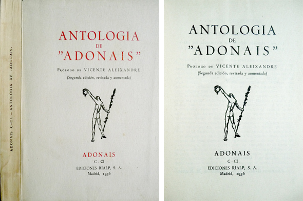 Adonais. Antología. Prólogo de Vicente Aleixandre. Segunda edición, revisada y …