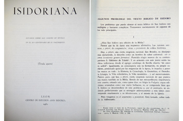 Algunos problemas del texto bíblico de Isidoro.