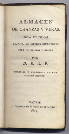 Almacen de Chanzas y Veras. Obra original escrita en metros …