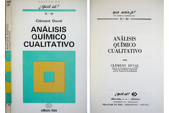 Análisis Químico Cualitativo. Traducción de María Xirau Vayreda.