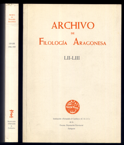 Archivo de Filología Aragonesa. LII-LIII. Tomás Buesa y Vicente Laguens: …