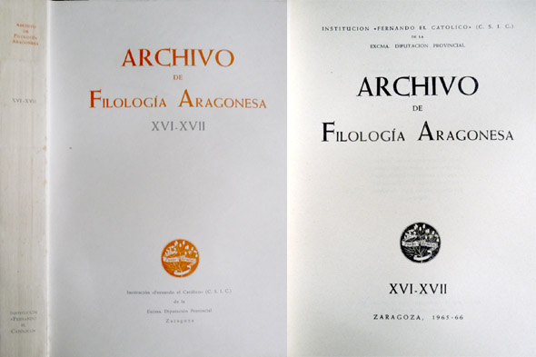 Archivo de Filología Aragonesa. XVI-XVII. Alwin Kuhn: Estudios sobre el …