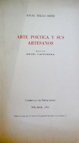 Arte poética y sus artesanos.