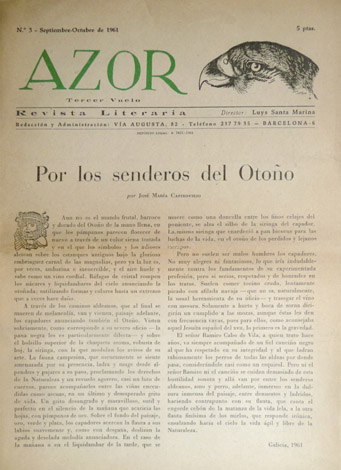 Azor. Tercer vuelo. Revista literaria. Director: Luys Santa Marina. Números …