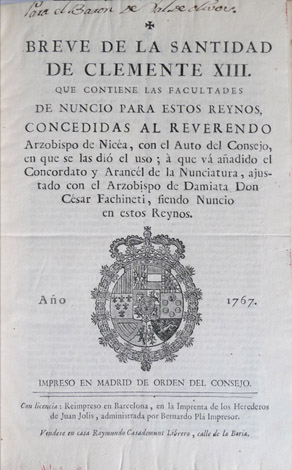 Breve de la Santidad de Clemente XIII que contiene las …