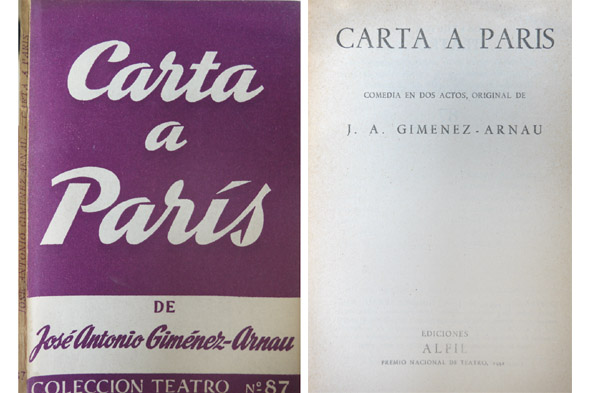 Carta a París. Comedia en dos actos.