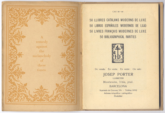 Cataleg Nº 44 de la Llibreria de Josep Porter. 50 …