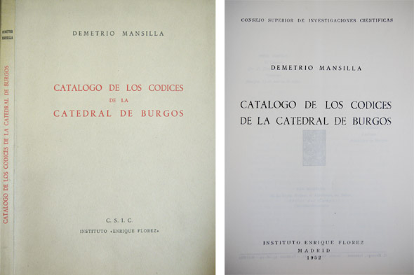Catálogo de los Códices de la Catedral de Burgos.