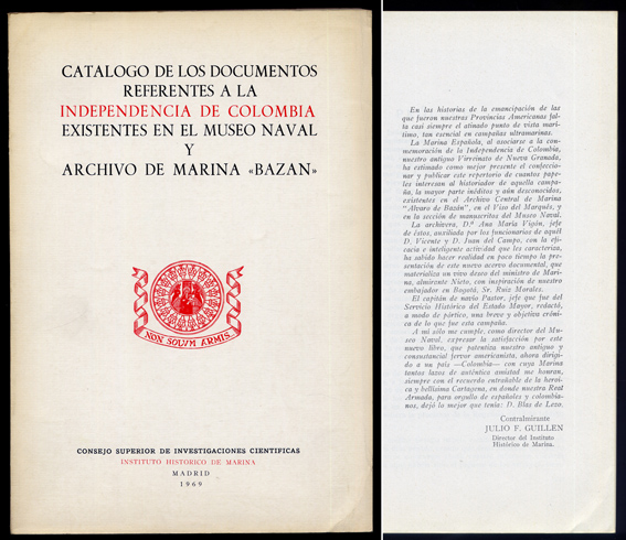 Catálogo de los Documentos referentes a la Independencia de Colombia …