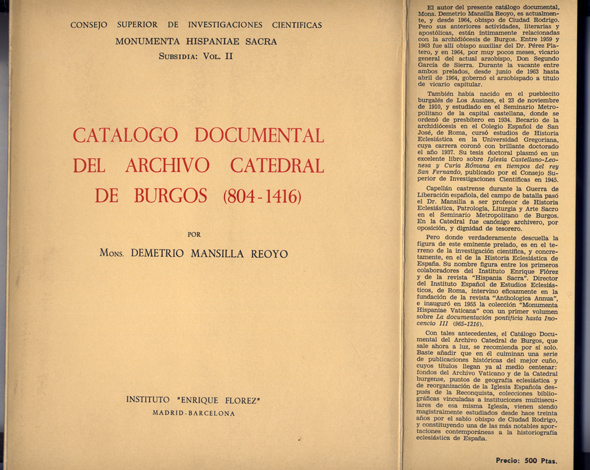 Catálogo Documental del Archivo Catedral de Burgos (804-1416).