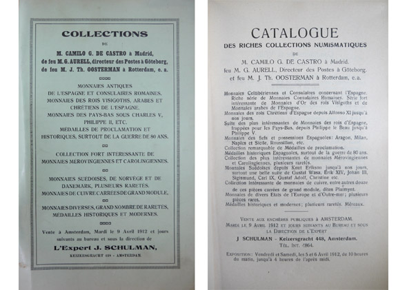 Catalogue des riches Collections Numismatiques de M. Camilo G. de …